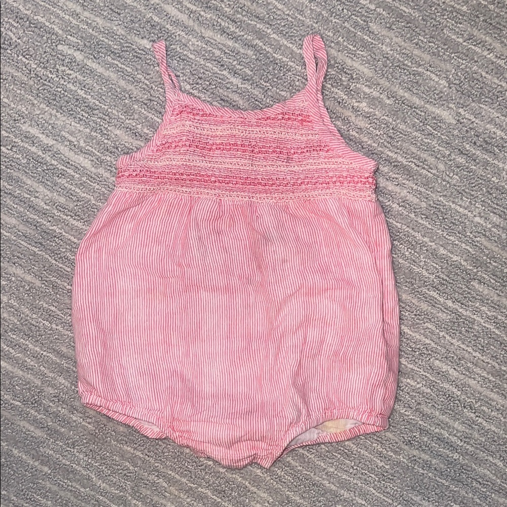 Rikshaw Baby Girl Pink Striped Romper 3-6M Spring Summer Outfit